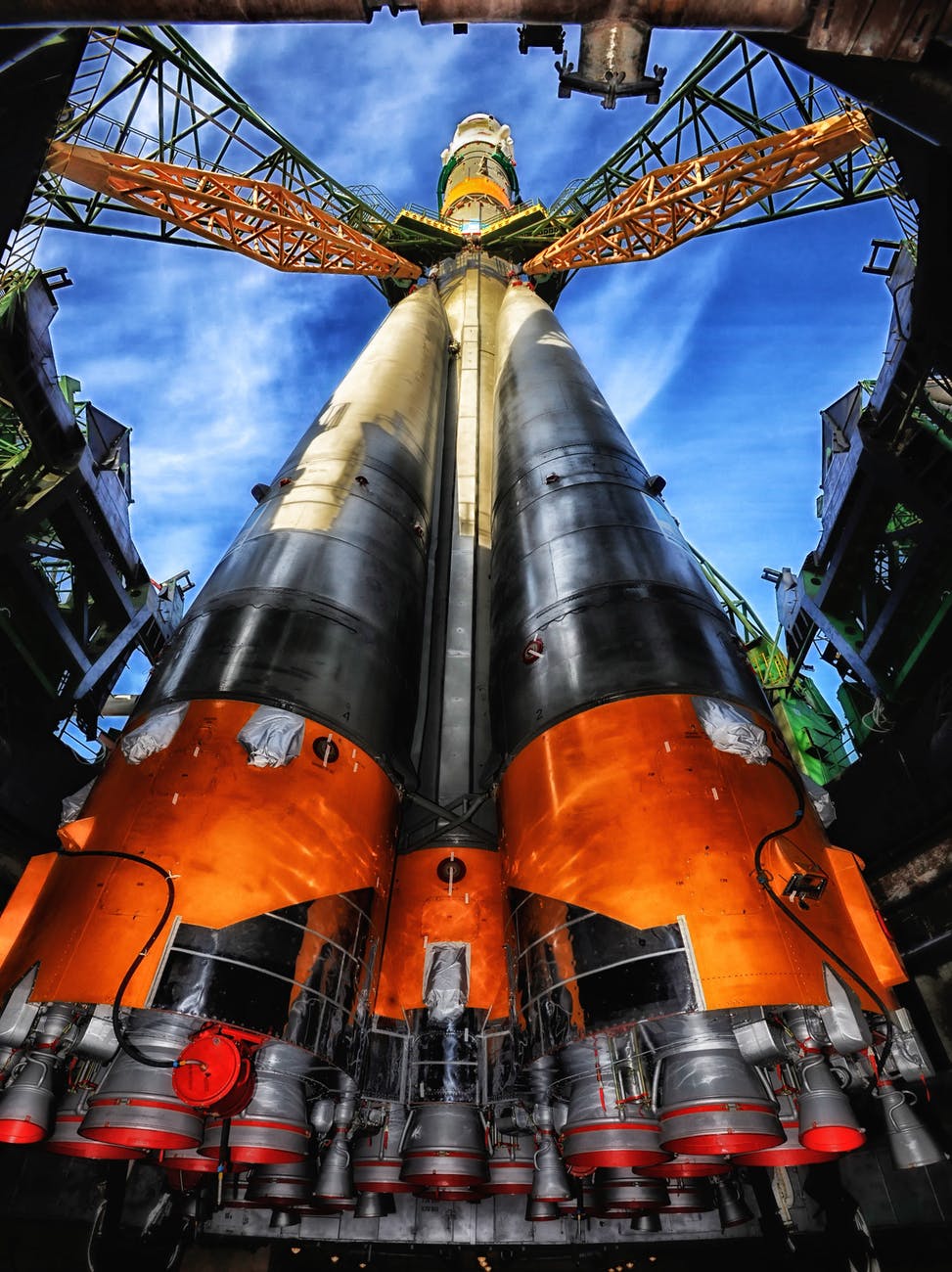 low angle photography of rocket
